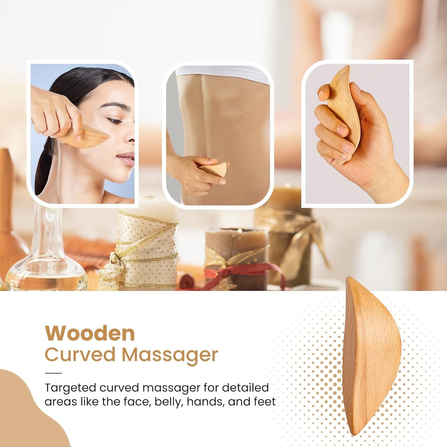 Horsehair Dry Brushing Body Brush Set for Lymphatic Drainage - Non-Slip Contoured Handle Dry Brush + Wooden Body Massage Tools. Gua Sha Stick, Maderotherapy Kit, Anti-Cellulite, and Body Detox.